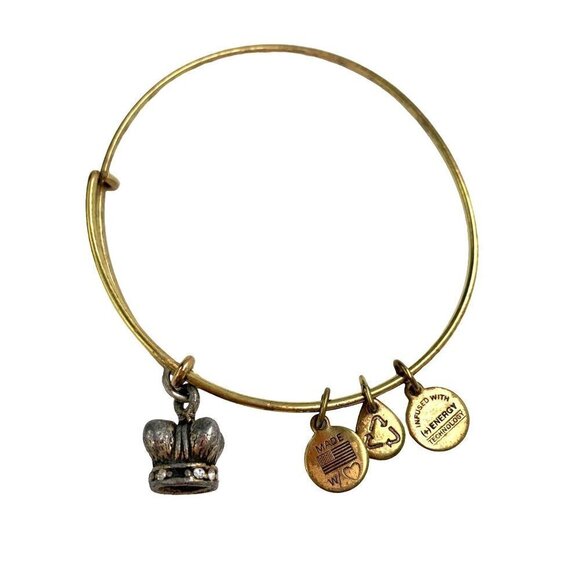 Alex and Ani Crystal Crown Charm Bracelet - Gold/Silver, Expands 2"-3.5" - Picture 1 of 3